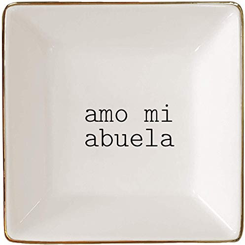 Simply Charmed Amo Mi Abuela – lustiges spanisches Weihnachtsgeschenk für Großmutter – Keramik-Schmuckschale oder Ringhalter – elegantes Schmucktablett
