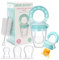BEBI BORN 1 Ciuccio Frutta Neonati + 3 Taglie di Tettarelle Silicone senza BPA 4 a 24 mesi - Ciuccio per frutta neonati Blu - Ciuccio Frutta allevia il dolore alle gengive - Manuale d'uso Inclusi