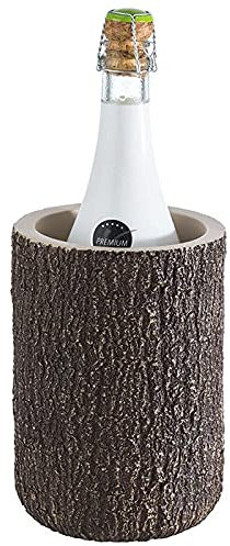 APS 36094 Flaschenkühler aus Beton mit möbelschonender Unterseite - Getränkeflaschen-Kühler für 0,7-1,5 Liter-Flaschen - Abmessungen: 13 x 13 cm, Höhe: 18,5 cm, Farbe: Braun/Grau