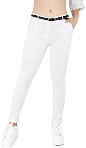 JOPHY & CO. Pantalone Donna Chino Tinta Unita (cod. 3008) (Bianco, L)