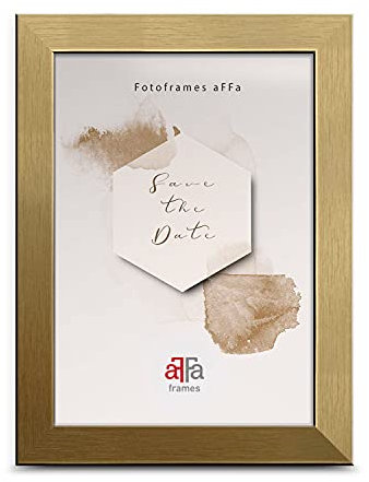 aFFa frames Hekla Marco de fotos MDF, marco de fotos con cristal acrílico, dorado, 15 x 20 cm