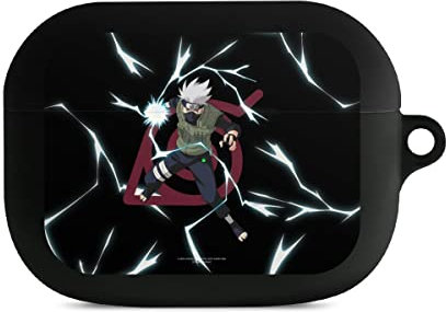 Hülle mit Karabiner kompatibel mit Apple AirPods Pro 1. Generation Case schwarz Schutzhülle mit Schlüsselanhänger Kakashi Naruto Shippuden Offizielles Lizenzprodukt