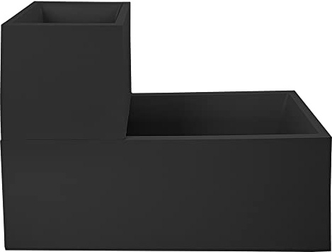 Ondis24 2 x Pflanzkübel Vulkan, 100+40 Liter Volumen, Blumenkasten mit Wasserspeicher, stapelbar, Balkon, Blumenkübel Set (anthrazit) Basalt (anthrazit)