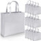 12 Große Geschenktüten mit HenkelVlies stilvolle Tragetaschen zum Geburtstag Hochzeit Geschenkverpackung party, Wiederverwendbare glänzende Einkaufstüten (Silber)