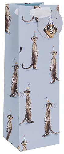 Glick Meerkats Gift Bag - Multi-Colour Bottle Bag for Birthday & Celebration (110x340x100mm)
