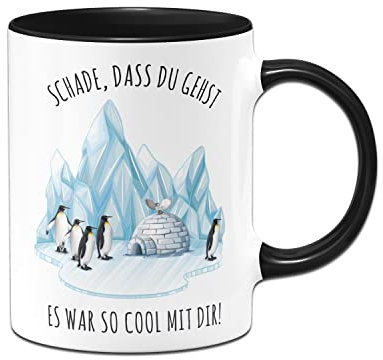 Tassenbrennerei Tasse mit Spruch Schade, dass Du gehst Es war so cool mit Dir - Kaffetasse als Abschiedsgeschenk zum Abschied von Kollegen oder Kollegin (Schwarz)