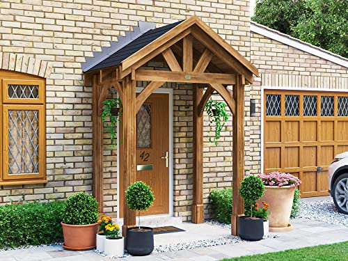 Dunster House Wooden Porch Canopy 2m x 1.5m Thunderdam (4 Post Full Height)