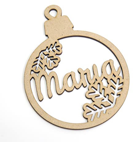 Weihnachtskugeln aus Holz, personalisiert mit Namen, Weihnachtsschmuck, Christbaumschmuck (Modell 4)