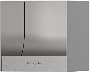 hansgrohe XtraStoris 56065800 Porte-Papier Toilette encastré Original en Acier Inoxydable brossé 15,2 x 15,2 x 14 cm