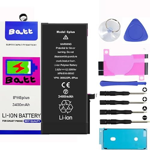 Batt® High Capacity Battery Kit for iPhones Includes All Stickers & MAGNETIC Tools (iPhone 8 Plus)