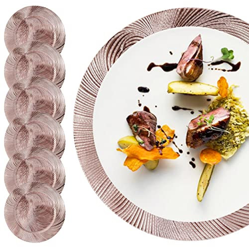 DEPLATTE Platzteller Ø 33 cm Wiederverwendbar 1 STK, Tischdekoration, Dekoteller für Hochzeit, Geburtstag, Catering, Familienfeier, Silvester (Rose)