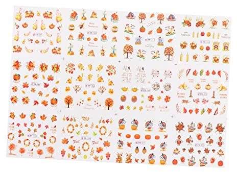 ABOOFAN 2pcs Autumn Nail Stickers 3D Nail Stickers 3D s Harvest Party Art Autumn Art s Decals Women s Women