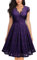 Vestido Vestido Retro de Encaje Femenino Vestido Swing de cóctel sin Mangas con Cuello en V