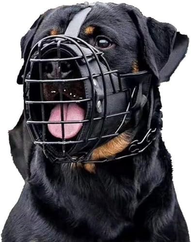 Verstellbarer Maulkorb aus Metall und Leder für Deutscher Schäferhund, Dobermann, Rottweiler und andere mittelgroße und große Hunde, ideal zum Trainieren, L