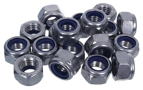 NAJDER Set di 100 dadi esagonali autobloccanti M8, dado di bloccaggio, acciaio inox A2-AISI 304 Teflon, controdadi, resistenti alla corrosione, DIN 985