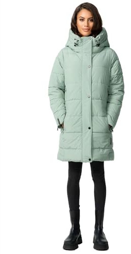 MARIKOO Damen Winterjacke Stepp Winter Jacke Übergang Steppjacke lang warm Kapuze B987 [B987-Karumik-Smok-Mint-Gr.XXL]