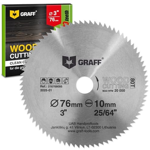 76 mm Trennscheibe Holz – Kreissägeblatt für Sperrholz, Laminat, Trockenbau, Kunststoff – Holztrennscheibe mit 10 mm Bohrung GRAFF