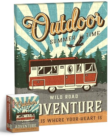 PieceRelax Puzzle Wandbild – Retro Poster - Camper Van | DIY-Puzzle zum Aufhängen | Wanddeko für Zuhause & Büro [HN1276]