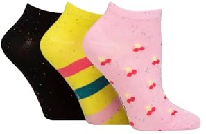 SockShop Ladies Speckled Bamboo Trainer Socks Pack of 3 (UK, Numeric, 4, 8, Regular, Regular, Lime Refresher)