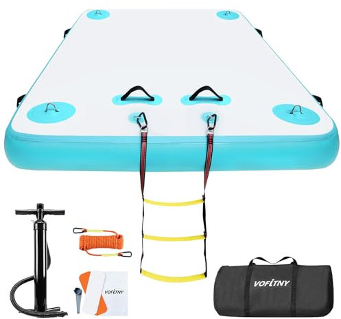 VOFiTNY Inflatable Floating Dock, Air Platform Multi-Person Swim Water Mat with Rope Ladder, None-Slip Surface for Pool Lake Beach