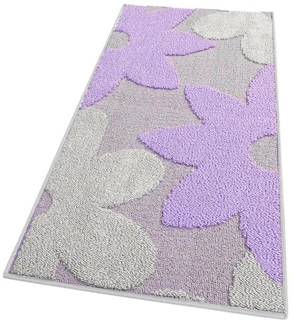 emmevi Tappeto Cucina 3D Fiore Tridimensionale Morbido Bordato Moderno Passatoia Antiscivolo 57x230 Viola