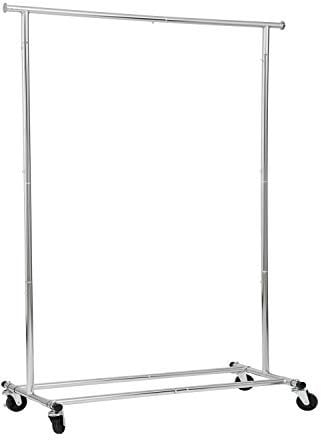 OYE Schwerlast Kleiderstange, Kleiderständer auf Rollen, zusammenklappbarer industrieller Kleiderständer, 110 kg Tragkraft, Chrom
