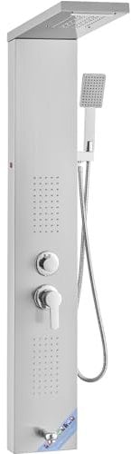 VEVOR Duschpaneelsystem, 5 Duschmodi, LED-Duschpaneelturm, Regenfall, Wasserfall, 2 Körpermassagedüsen, Wannenauslauf, Handbrause mit 59-Zoll-Schlauch, wandmontiertes Duschset aus Edelstahl