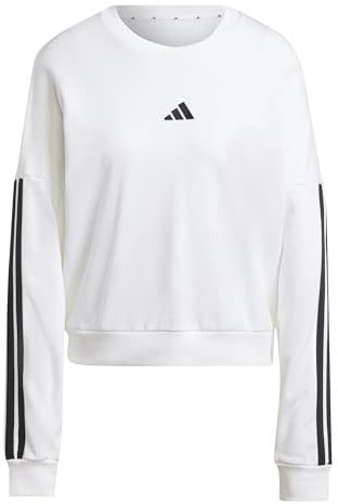 adidas Damen Essentials 3-Stripes French Terry Sweatshirt, White/Black, XXL
