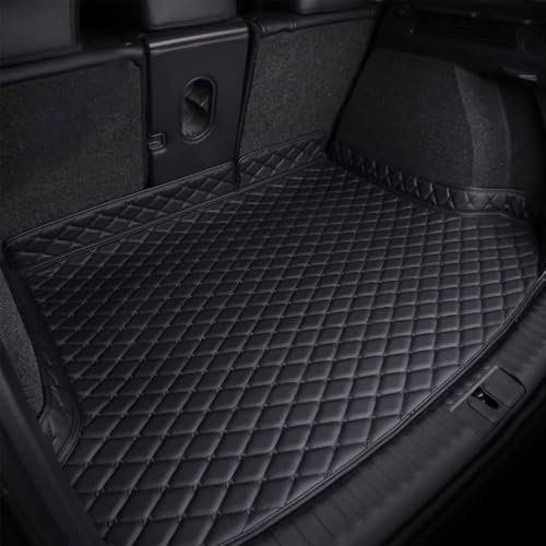 SZFCL Auto Leder Kofferraummatten für Seat Cupra Leon sportstourer 2019-2023 2024, Cargo Teppich Kratzfest rutschfest Kofferraum Schutzmatten Zubehör,Black-1