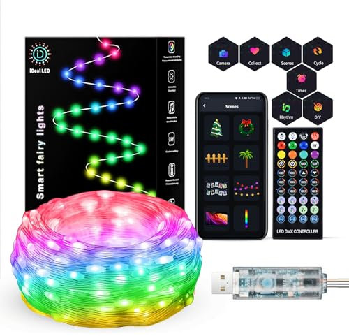 Melofo LED Fairy String Lights 10M/100 LEDs APP Control Colour Changing Lights with Music Sync Remote RGBIC LED Strip Lights for Holiday Wedding Birthday Christmas Party Gifts Indoor Outdoor Decor