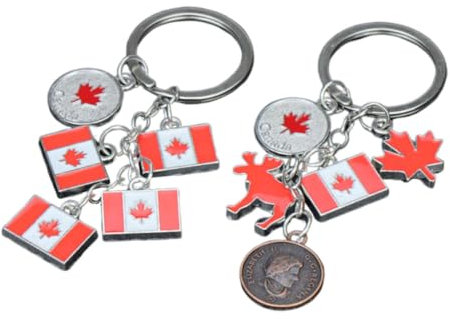 WRITWAA 2 StüCk Kanada Flaggen SchlüSselanhäNger – Stilvolle Ahorn Design SchlüSselanhäNger Aus Metall FüR Frauen, Kinder Und Als Geschenk