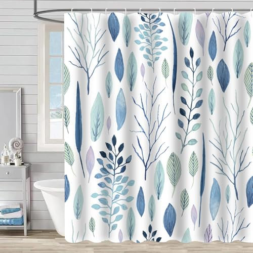 FAIRYGATE Duschvorhang Stoff Waschbar Blau Duschvorhang Blau 180x180cm Waserdicht Duschvorhänge Muster mit 12 Duschvorhangringe Anti Schimmel für Badewanne Bad Vorhang Waschbar Shower Curtain B8113