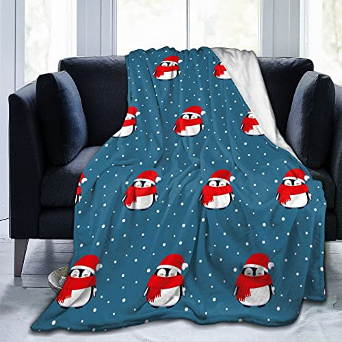 TDTRADD Überwurfdecke mit Pinguin-Motiv und Pinguin, ultraweiche Bettdecke für Couch, Sofa, Reisen, Bettwäsche, Heimdekoration, Klimaanlage, Decke für Kinder und Erwachsene, 127 x 101,6 cm