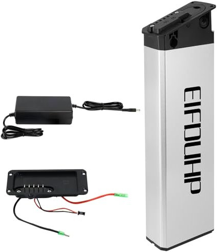 Eingebaute Faltbar Fahrrad Batterie 36V / 48V 17.5Ah, Versteckte Ebike Batterie mit Ladegerät und 25A BMS für 250W-1000W Elektrofahrrad Motor (48V 17.5Ah, L420mm)
