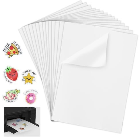12 Stk A4 Selbstklebende Folien Bedrucken Klebefolien Druckerpapier Wasserfest Bedruckbar Vinylfolie Inkjet Vnyl Aufkleber Sticker Papier Drucker Etikette für Tintenstrahldrucker Laserdrucker