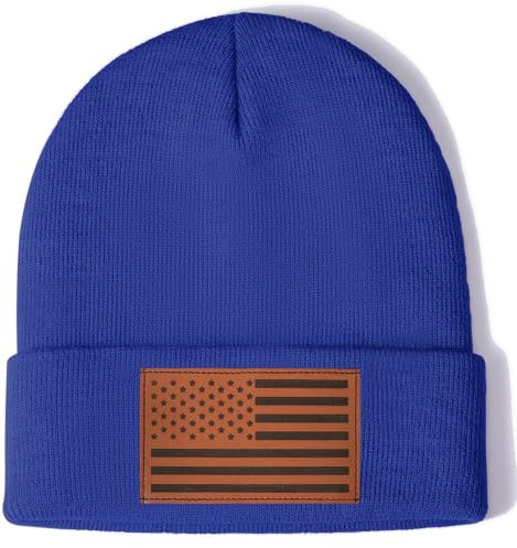 Beanie-Mütze mit amerikanischer Flagge, Leder, USA-Flagge, taktische Polizei, Armee, Militärausrüstung, Mütze, Geschenk, Blau, Einheitsgr��e