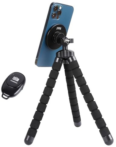 Magnetic Flexible Tripod for iPhone, Mini Bendable Tripod Stand with Wireless Remote for Magsafe, Compatible with iPhone 16 15 Plus Pro Max 14 13 12 Series