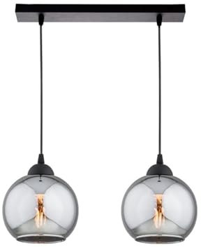 KAR LIGHTING Balken Pendelleuchte 2-flammig aus Metall und Glas in Schwarz, höhenverstellbar | E27 Fassung | LED geeignet | Hängelampe für Wohnzimmer, Flur, Schlafzimmer, Küche oder Büro