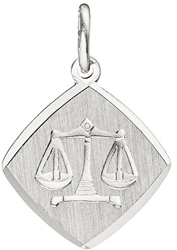 Anhänger Sternzeichen Waage aus 925 Silber Rhombus teilmattiert rhodiniert