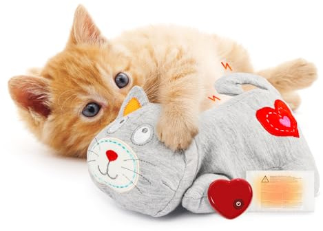 ALL FOR PAWS Herzschlag Katze Beruhigendes Spielzeug Herzschlag Kitty Gefüllte Plüsch Warme Spielzeug für Katzen Komfort Kitty Stress Linderung und Schlafhilfe