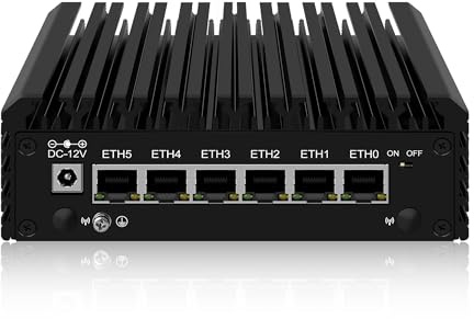 AIOPCWA N150 Mini PC Firewall Appliance (N100 Upgrade), Fanless Mini Computer with 6 Port 2.5GbE i226-V LAN, OPNsense Micro PC DDR5 32GB RAM 1TB SSD, USB-C, 3-Display, 2-NVMe, TF