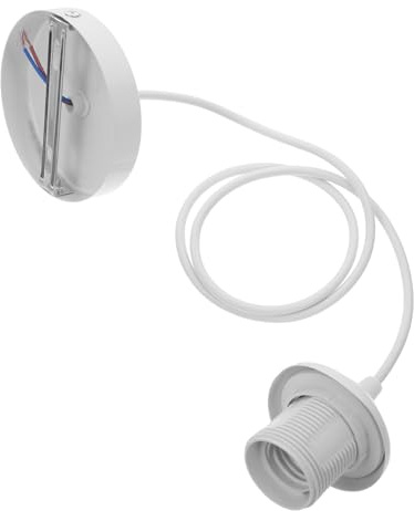 EXHUMKY Corda Per Lampadario Vintage Con Portalampada Metallo Kit Sospensione Per Illuminazione Decorativa Design Compatto e Facile Installazione Per Casa e Cucina Bianco Con Cavo