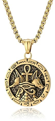 Sumpgle Altägyptische Anubis Kreuz Halskette Vintage Stil Titan Stahl Anhänger Herren Kultursymbol Schmuck Einzigartiges Geschenk für Ihn