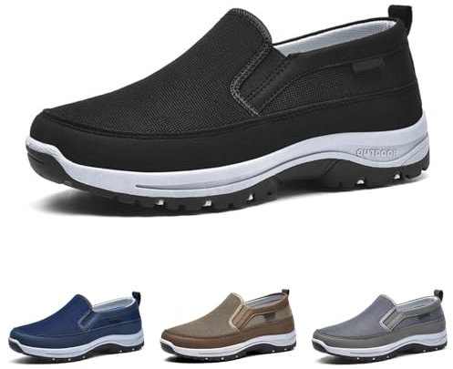 Bastwahl Chaussure Facile À Enfiler Homme à Enfiler avec Soutien de Marche Chaussure Baskets de Randonnée en Plein sans Lacets Sneakers Orthopédiques Pied Large Confortable Légères pour Le Travail