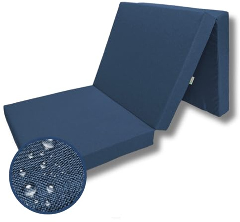FORTISLINE Klappmatratze 195x80x9 cm - 3-teilige Faltmatratze als Gästematratze, Campingmatratze und Wohnwagenmatratze, wasserabweisender Outdoor-Bezug, Abnehmbarer Bezug, Oeko-TEX Standard 100