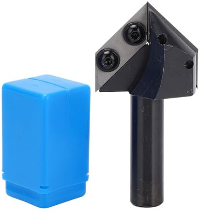 V Type Slotting cutting machine with Tungsten Carbide Insert, 90 120 Degree Grooving Engraving Bit, 1/2 Inch Shank Router Bit for Wood Processing, Includes Storage Box