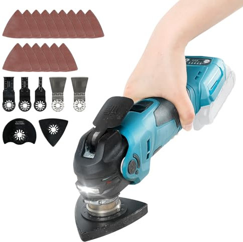 Oszillierendes Multifunktionswerkzeug für Makita 18 V Akku, kabelloses, bürstenloses, oszillierendes Multitool mit 22 Zubehörteilen, 5 variable Geschwindigkeiten, 4°-Oszillationswinkel zum Schneiden