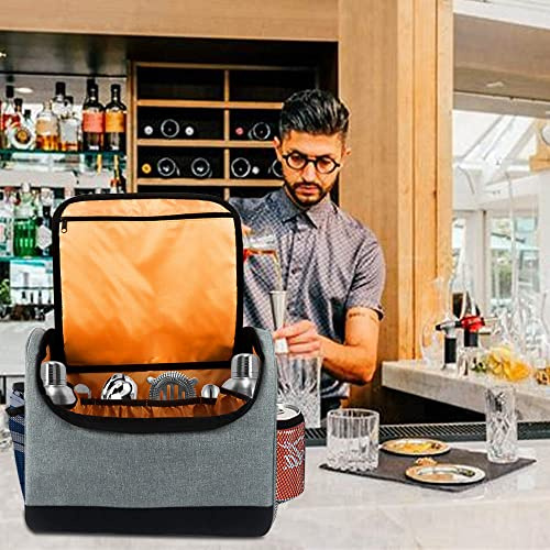 Hosoncovy Barkeeper-Tasche, Reise-Barkeeper-Set, Tasche, tragbares Barzubehör-Set für Aufbewahrung, Reisen, Camping, Picknick, Partys, Cocktailherstellung (leere Tasche)