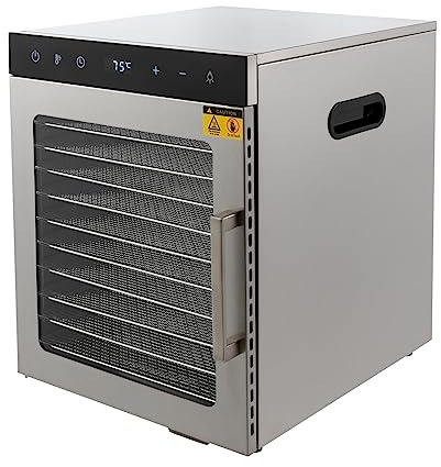 Dörrautomat Edelstahl 800W, Profi Dörrgerät mit 12 Etagen, Dörrautomaten Lebensmitteltrockner mit Digitaler Timer, Temperaturregelung, Überspannungsschutz, für Trocknet Obst Fleisch Früchte