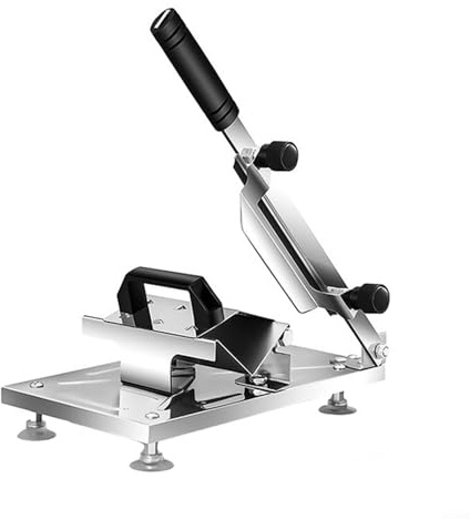 Manual Meat Slicer with Stainless Steel Blade Adjustable from Thin to Thick Slices for Beef Mutton Lamb and Vegetables, Includes Suction Cups for Safety